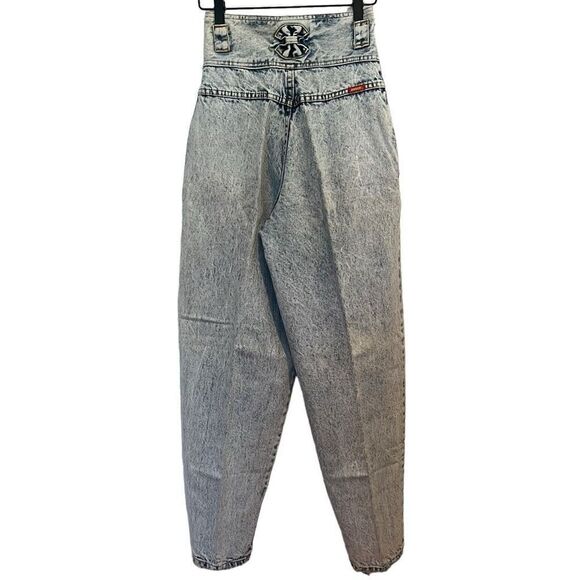 Vintage Jordache Y2K Bow Belt Loop High Waist Stone Wash Jeans Size 7/8 - Picture 2 of 11